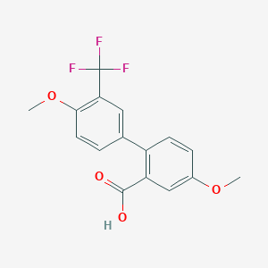 molecular formula C16H13F3O4 B6411489 2-(4-Methoxy-3-trifluoromethylphenyl)-5-methoxybenzoic acid, 95% CAS No. 1261937-19-2