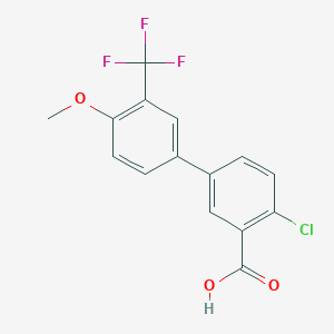 molecular formula C15H10ClF3O3 B6411494 2-Chloro-5-(4-methoxy-3-trifluoromethylphenyl)benzoic acid, 95% CAS No. 1262010-62-7