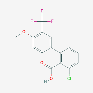 molecular formula C15H10ClF3O3 B6411519 6-Chloro-2-(4-methoxy-3-trifluoromethylphenyl)benzoic acid, 95% CAS No. 1261936-00-8