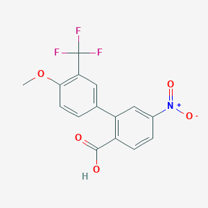 molecular formula C15H10F3NO5 B6411527 2-(4-Methoxy-3-trifluoromethylphenyl)-4-nitrobenzoic acid, 95% CAS No. 1261937-65-8