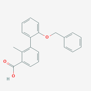 molecular formula C21H18O3 B6411548 3-(2-Benzyloxyphenyl)-2-methylbenzoic acid, 95% CAS No. 1261915-24-5