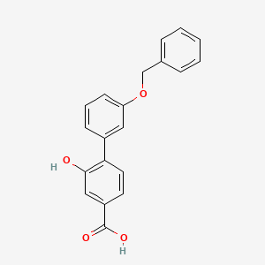 molecular formula C20H16O4 B6411691 4-(3-Benzyloxyphenyl)-3-hydroxybenzoic acid, 95% CAS No. 1261981-28-5