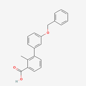 molecular formula C21H18O3 B6411727 3-(3-Benzyloxyphenyl)-2-methylbenzoic acid, 95% CAS No. 1261989-94-9