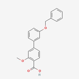 molecular formula C21H18O4 B6411756 4-(3-Benzyloxyphenyl)-2-methoxybenzoic acid, 95% CAS No. 1261979-63-8
