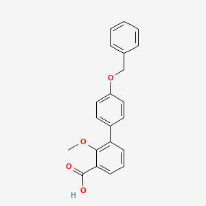 molecular formula C21H18O4 B6411854 3-(4-Benzyloxyphenyl)-2-methoxybenzoic acid, 95% CAS No. 1261913-19-2