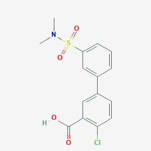 molecular formula C15H14ClNO4S B6412155 2-Chloro-5-(3-N,N-dimethylsulfamoylphenyl)benzoic acid, 95% CAS No. 1262007-05-5
