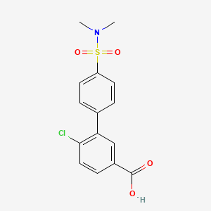 molecular formula C15H14ClNO4S B6412274 4-Chloro-3-(4-N,N-dimethylsulfamoylphenyl)benzoic acid, 95% CAS No. 1261915-92-7
