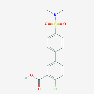 molecular formula C15H14ClNO4S B6412286 2-Chloro-5-(4-N,N-dimethylsulfamoylphenyl)benzoic acid, 95% CAS No. 1261915-84-7