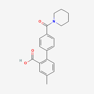 molecular formula C20H21NO3 B6412299 5-Methyl-2-[4-(piperidine-1-carbonyl)phenyl]benzoic acid, 95% CAS No. 1261901-61-4