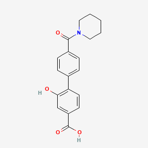 molecular formula C19H19NO4 B6412320 3-Hydroxy-4-[4-(piperidine-1-carbonyl)phenyl]benzoic acid, 95% CAS No. 1261939-74-5