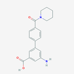 molecular formula C19H20N2O3 B6412326 3-Amino-5-[4-(piperidine-1-carbonyl)phenyl]benzoic acid, 95% CAS No. 1261939-69-8