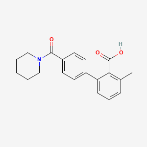 molecular formula C20H21NO3 B6412334 6-Methyl-2-[4-(piperidine-1-carbonyl)phenyl]benzoic acid, 95% CAS No. 1261956-67-5
