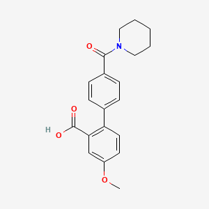 molecular formula C20H21NO4 B6412341 5-Methoxy-2-[4-(piperidine-1-carbonyl)phenyl]benzoic acid, 95% CAS No. 1261907-12-3