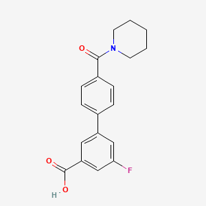 molecular formula C19H18FNO3 B6412372 5-Fluoro-3-[4-(piperidine-1-carbonyl)phenyl]benzoic acid, 95% CAS No. 1261956-81-3