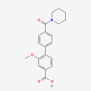 3-Methoxy-4-[4-(piperidine-1-carbonyl)phenyl]benzoic acid, 95%