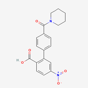 molecular formula C19H18N2O5 B6412403 4-Nitro-2-[4-(piperidine-1-carbonyl)phenyl]benzoic acid, 95% CAS No. 1261903-02-9