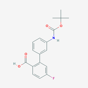 molecular formula C18H18FNO4 B6412454 2-(3-BOC-Aminophenyl)-4-fluorobenzoic acid, 95% CAS No. 1261903-68-7