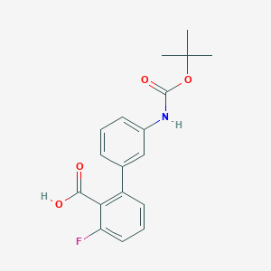 molecular formula C18H18FNO4 B6412468 2-(3-BOC-Aminophenyl)-6-fluorobenzoic acid, 95% CAS No. 1261990-16-2