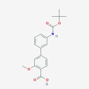 molecular formula C19H21NO5 B6412485 4-(3-BOC-Aminophenyl)-2-methoxybenzoic acid, 95% CAS No. 1261971-86-1