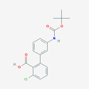 molecular formula C18H18ClNO4 B6412506 2-(3-BOC-Aminophenyl)-6-chlorobenzoic acid, 95% CAS No. 1261969-54-3