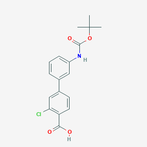 molecular formula C18H18ClNO4 B6412512 4-(3-BOC-Aminophenyl)-2-chlorobenzoic acid, 95% CAS No. 1261937-13-6