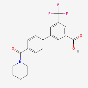 molecular formula C20H18F3NO3 B6412530 3-[4-(Piperidine-1-carbonyl)phenyl]-5-trifluoromethylbenzoic acid, 95% CAS No. 1261914-84-4