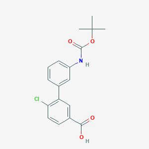 molecular formula C18H18ClNO4 B6412550 3-(3-BOC-Aminophenyl)-4-chlorobenzoic acid, 95% CAS No. 1261915-19-8