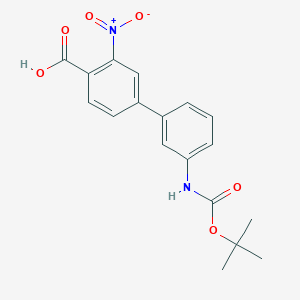 molecular formula C18H18N2O6 B6412567 4-(3-BOC-Aminophenyl)-2-nitrobenzoic acid;  95% CAS No. 1261981-67-2