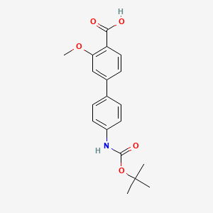 molecular formula C19H21NO5 B6412633 4-(4-BOC-Aminophenyl)-2-methoxybenzoic acid, 95% CAS No. 1262011-25-5