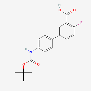 molecular formula C18H18FNO4 B6412650 5-(4-BOC-Aminophenyl)-2-fluorobenzoic acid, 95% CAS No. 1261915-73-4