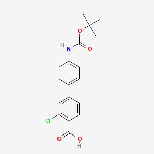 molecular formula C18H18ClNO4 B6412658 4-(4-BOC-Aminophenyl)-2-chlorobenzoic acid, 95% CAS No. 1261894-32-9