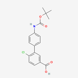 molecular formula C18H18ClNO4 B6412673 3-(4-BOC-Aminophenyl)-4-chlorobenzoic acid, 95% CAS No. 1261894-35-2