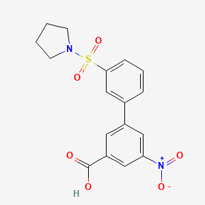 molecular formula C17H16N2O6S B6412871 5-Nitro-3-[3-(pyrrolidinylsulfonyl)phenyl]benzoic acid, 95% CAS No. 1261996-89-7