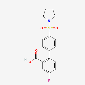 molecular formula C17H16FNO4S B6412873 5-Fluoro-2-[4-(pyrrolidinylsulfonyl)phenyl]benzoic acid, 95% CAS No. 1261941-14-3