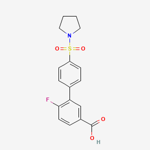 4-Fluoro-3-[4-(pyrrolidinylsulfonyl)phenyl]benzoic acid, 95%