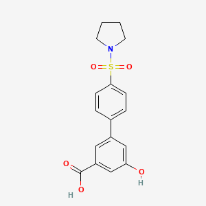 molecular formula C17H17NO5S B6412917 5-Hydroxy-3-[4-(pyrrolidinylsulfonyl)phenyl]benzoic acid, 95% CAS No. 1261916-43-1