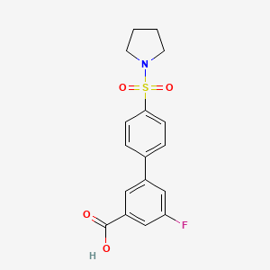 molecular formula C17H16FNO4S B6412921 5-Fluoro-3-[4-(pyrrolidinylsulfonyl)phenyl]benzoic acid, 95% CAS No. 1261894-40-9