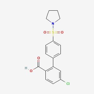 molecular formula C17H16ClNO4S B6412950 4-Chloro-2-[4-(pyrrolidinylsulfonyl)phenyl]benzoic acid, 95% CAS No. 1261907-49-6