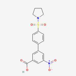 molecular formula C17H16N2O6S B6412959 5-Nitro-3-[4-(pyrrolidinylsulfonyl)phenyl]benzoic acid, 95% CAS No. 1261916-63-5