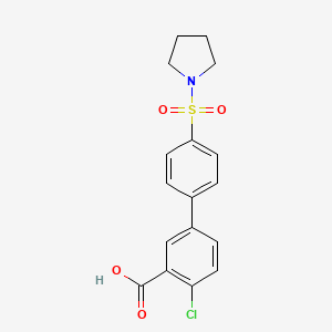 molecular formula C17H16ClNO4S B6412965 2-Chloro-5-[4-(pyrrolidinylsulfonyl)phenyl]benzoic acid, 95% CAS No. 1261894-44-3