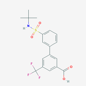 molecular formula C18H18F3NO4S B6413122 3-(3-t-Butylsulfamoylphenyl)-5-trifluoromethylbenzoic acid, 95% CAS No. 1261916-96-4
