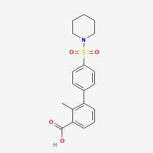 molecular formula C19H21NO4S B6413249 2-Methyl-3-[4-(piperidin-1-ylsulfonyl)phenyl]benzoic acid, 95% CAS No. 1261894-62-5