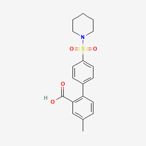 molecular formula C19H21NO4S B6413254 5-Methyl-2-[4-(piperidin-1-ylsulfonyl)phenyl]benzoic acid, 95% CAS No. 1262008-59-2