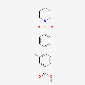 molecular formula C19H21NO4S B6413255 3-Methyl-4-[4-(piperidin-1-ylsulfonyl)phenyl]benzoic acid, 95% CAS No. 1261917-10-5
