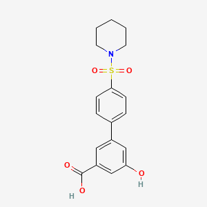 molecular formula C18H19NO5S B6413258 5-Hydroxy-3-[4-(piperidin-1-ylsulfonyl)phenyl]benzoic acid, 95% CAS No. 1261917-19-4