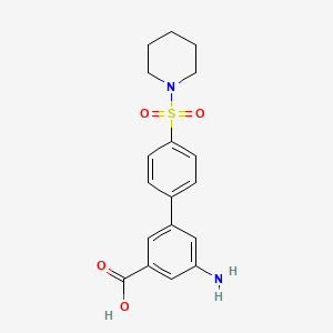 molecular formula C18H20N2O4S B6413264 3-Amino-5-[4-(piperidin-1-ylsulfonyl)phenyl]benzoic acid, 95% CAS No. 1261917-13-8