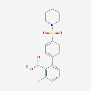 molecular formula C19H21NO4S B6413300 6-Methyl-2-[4-(piperidin-1-ylsulfonyl)phenyl]benzoic acid, 95% CAS No. 1261917-07-0