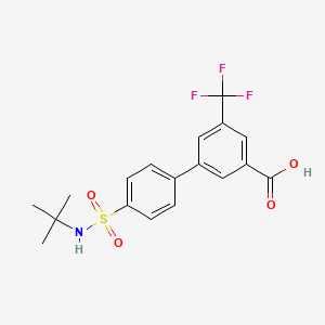 molecular formula C18H18F3NO4S B6413304 3-(4-t-Butylsulfamoylphenyl)-5-trifluoromethylbenzoic acid, 95% CAS No. 1262008-44-5