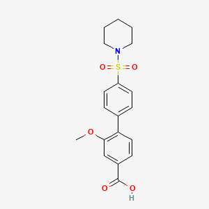 molecular formula C19H21NO5S B6413311 3-Methoxy-4-[4-(piperidin-1-ylsulfonyl)phenyl]benzoic acid, 95% CAS No. 1261990-66-2