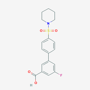 molecular formula C18H18FNO4S B6413316 5-Fluoro-3-[4-(piperidin-1-ylsulfonyl)phenyl]benzoic acid, 95% CAS No. 1261937-48-7